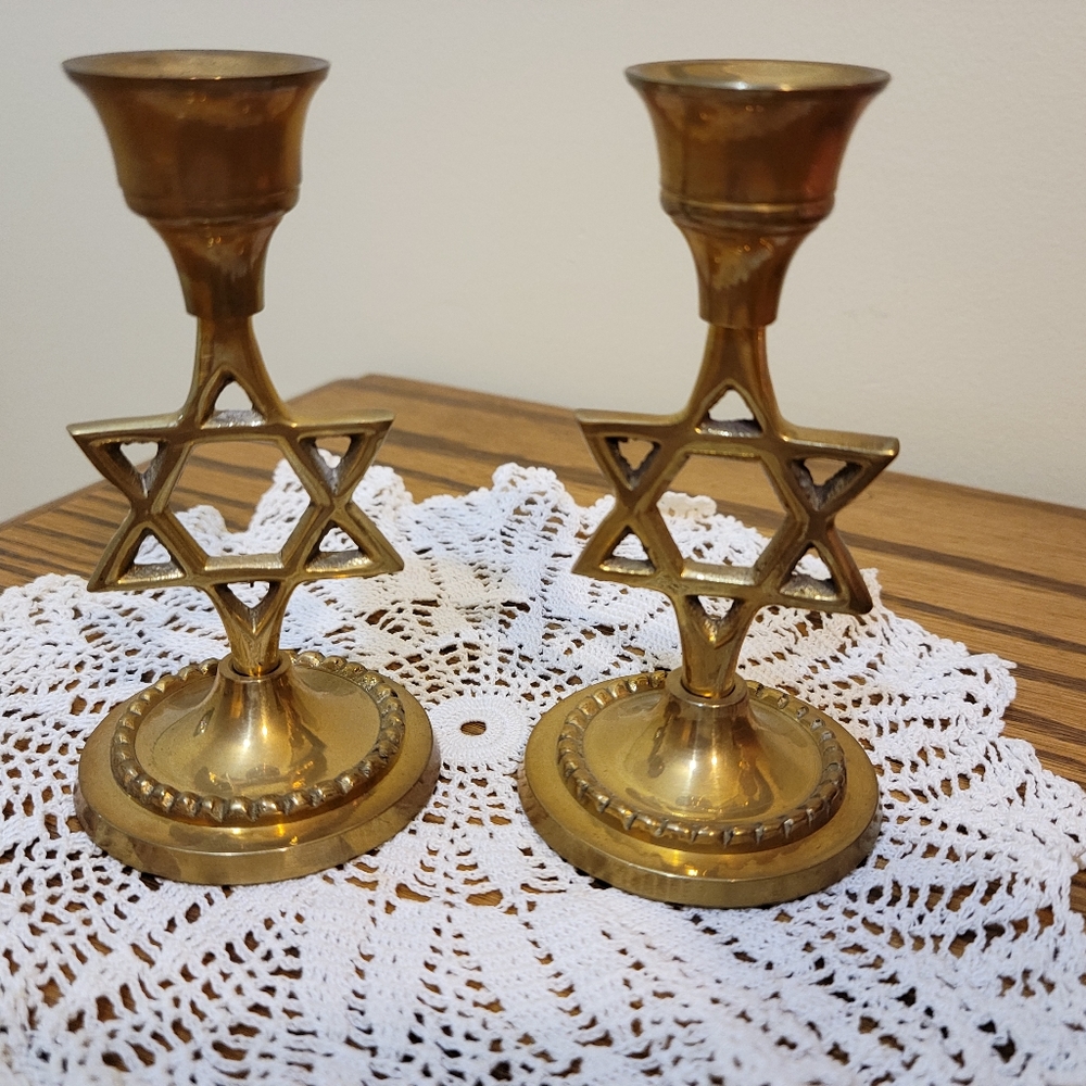 Brass Star of David Candle Stick holders